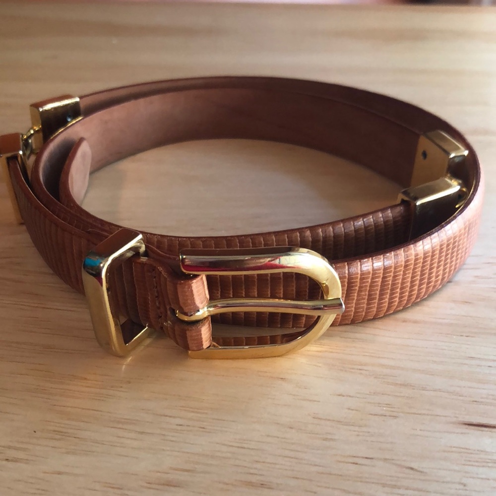 Talbots Italian Leather Brown and Gold Belt size Medium
